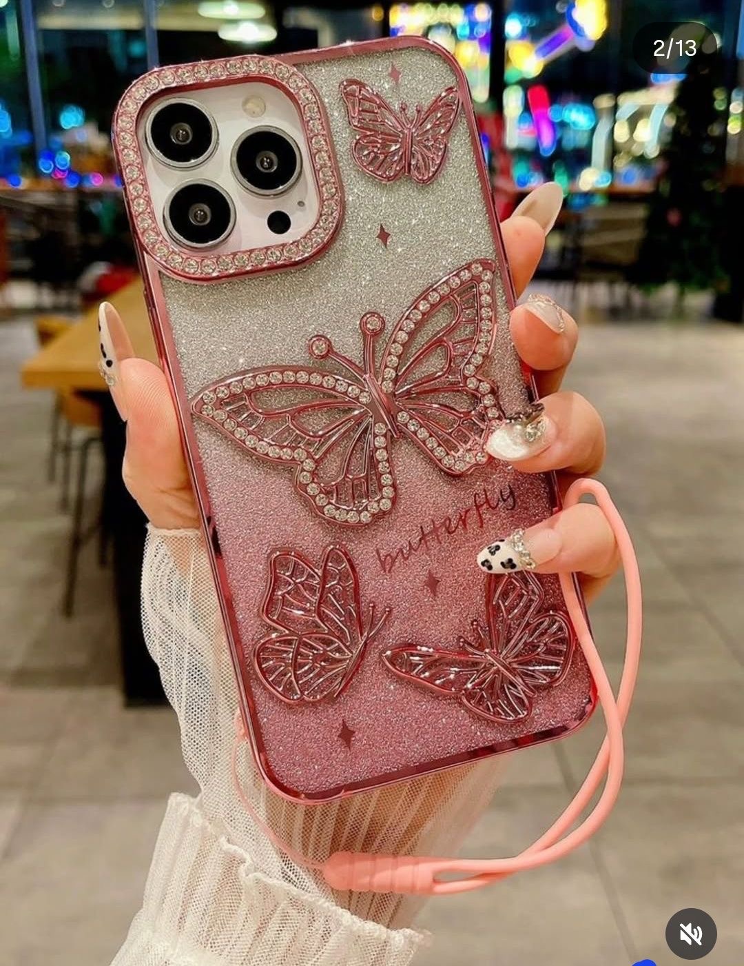 Butterfly Rhinestone Case